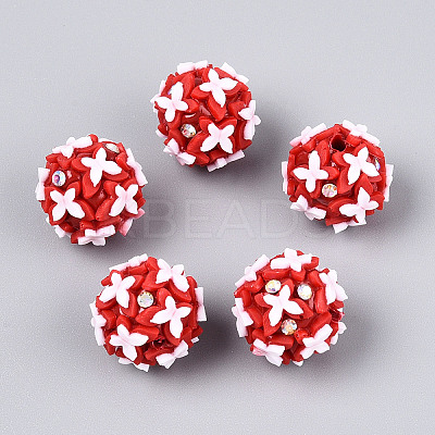 Handmade Polymer Clay Rhinestone and Resin Beads CLAY-T022-01D-1