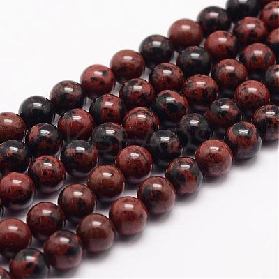 Natural Mahogany Obsidian Bead Strands G-K153-B17-4mm-1
