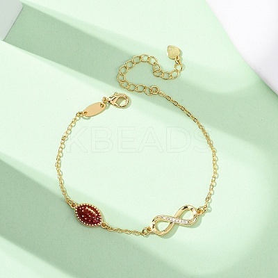 Sports Brass Micro Pave Cubic Zirconia Infinity Link Bracelets LS-BJEW-D386-01C-G-1