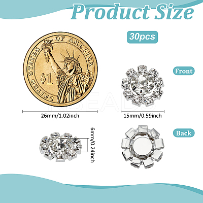 30Pcs Alloy Crystal Rhinestone Cabochons FIND-FG0004-69S-1