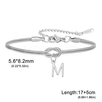 304 Stainless Steel Initial Charm Bracelets FS-WGD8E41-31-1