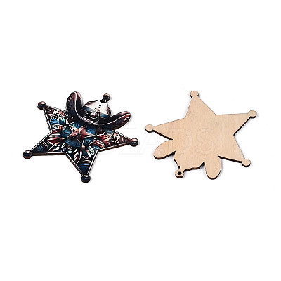 30Pcs West Cowboy Theme UV Single Face Printed Wood Pendant Decorations WOOD-N020-07-1