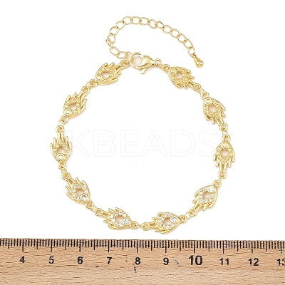 Fire Brass Micro Pave Clear Cubic Zirconia Link Chain Bracelets for Women BJEW-A090-05G-1