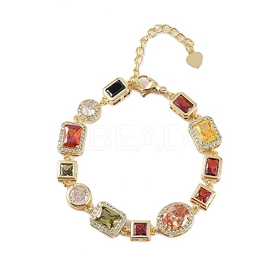 Brass Micro Pave Clear Cubic Zirconia Bracelets for Women BJEW-M047-04G-1