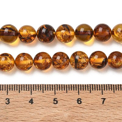Natural Amber Beads Strands G-L095-B01-8mm-04-1