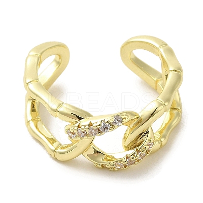 Brass Micro Pave Cubic Zirconia Rings for Women RJEW-E295-33G-1