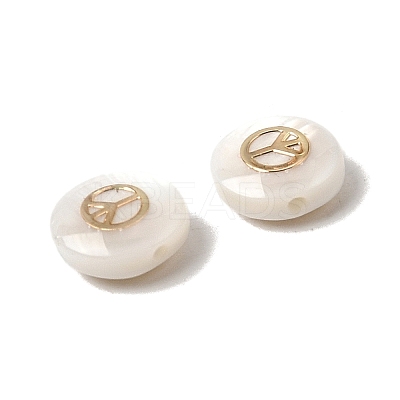 Natural Freshwater Shell Flat Round Beads SHEL-C009-01D-1