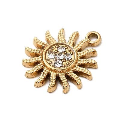 304 Stainless Steel Micro Pave Rhinestone Charms STAS-G369-05G-1