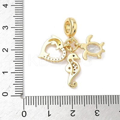 Brass Micro Pave Clear Cubic Zirconia European Dangle Charms KK-K368-31G-1