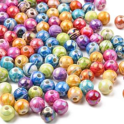 AB Color Wave Printed Acrylic Beads SACR-YW0001-48-1