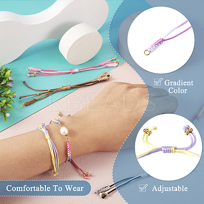 8Pcs 8 Colors Gradient Color Adjustable Braided Segment Dyed Nylon Bracelets AJEW-TA0001-31-1