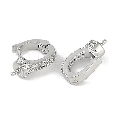 Brass Micro Pave Clear Cubic Zirconia Fold Over Clasps KK-I719-32P-1
