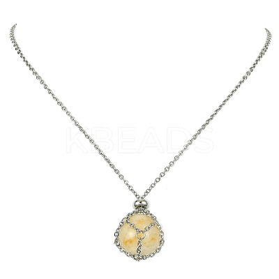 Tarnish Resistant 304 Stainless Steel Cable Chains Macrame Pouch Empty Stone Holder for Pendant Necklaces Making NJEW-TA00086-01-1