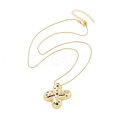 Brass Micro Pave Cubic Zirconia Letter Pendant Necklaces LS-KK-Z069-01G-X-1