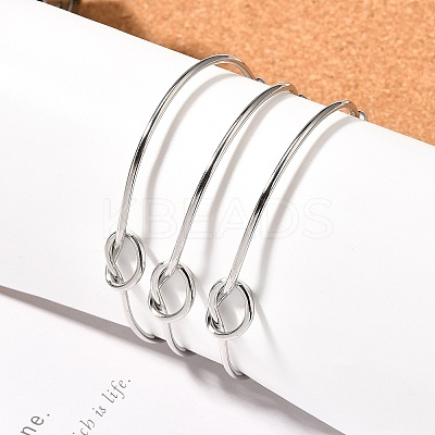 Non-Tarnish Knot Shape Cuff Bangle LS-BJEW-N013-007-1