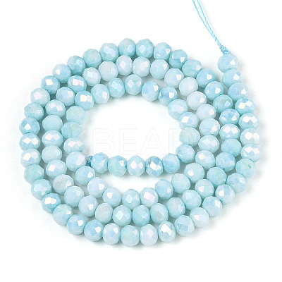 Anti-Tarnish Electroplate Rondelle Glass Beads Strands LS-EGLA-T021-4mm-17-08-1