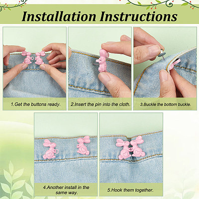 10 Sets 10 Colors Rabbit with Heart Spray Painted Alloy Adjustable Jean Button Pins DIY-FG0004-94-1