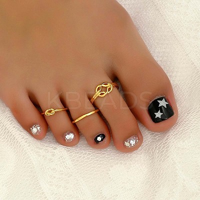 3Pcs 3 Styles Brass Knot Open Cuff Toe Rings for Daily GY1534-1