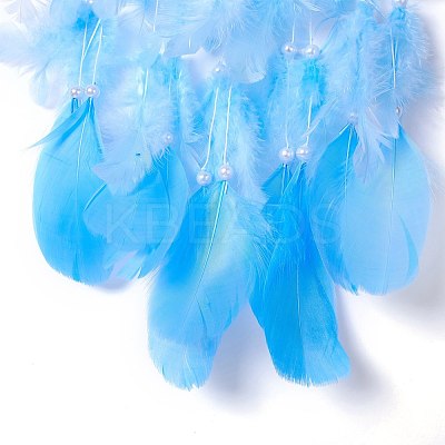 Handmade Eye Woven Net/Web with Feather Wall Hanging Decoration HJEW-K035-04A-1
