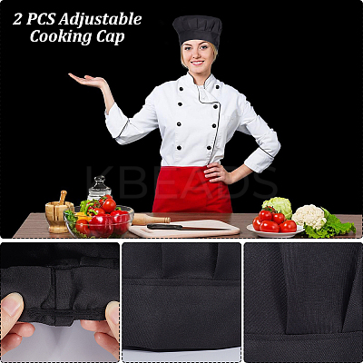 2Pcs Adjustable Polycotton Chef Hat AJEW-CN0002-25B-1