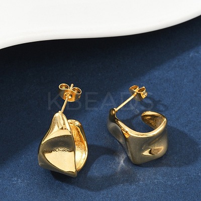 Ion Plating(IP) 304 Stainless Steel Twist Teardrop Stud Earrings EJEW-K244-18G-1