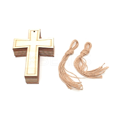Wooden Hollow Cross Pendants WOOD-WH0026-04-1