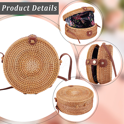 Boho Women's Straw Knitted Bag AJEW-WH0348-21-1