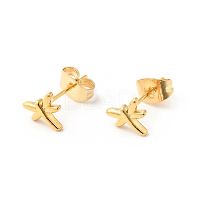 304 Stainless Steel Tiny Dragonfly Stud Earrings with 316 Stainless Steel Pins for Women EJEW-J043-02G-1