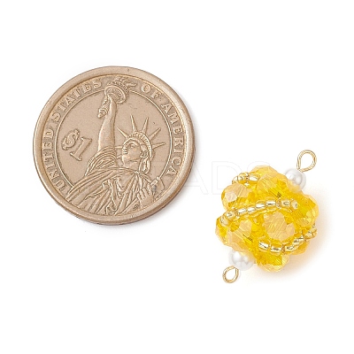 Glass Beaded Round Sphere Links PALLOY-MZ00874-06-1
