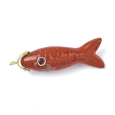 Natural Red Jasper Carved Pendants G-P599-07G-05-1