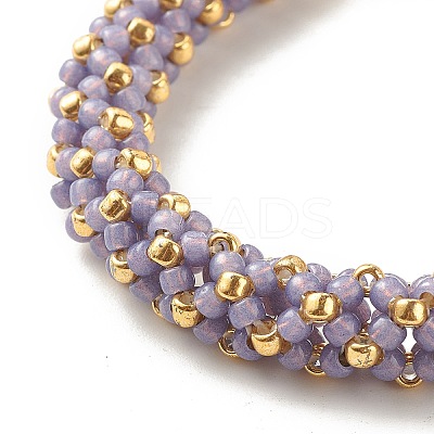 Glass Seed Beaded Bracelet with Brass Magnetic Clasp BJEW-JB07802-05-1
