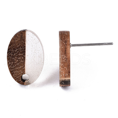 Resin & Walnut Wood Stud Earring Findings LS-MAK-N032-004A-A01-1