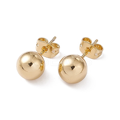 Rack Plating Brass Round Ball Stud Earrings for Women LS-EJEW-F294-08D-G-1