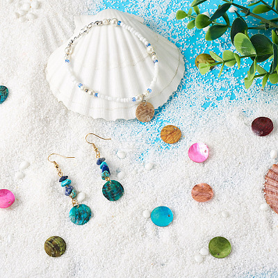 100Pcs 10 Colors Spray Paint Natural Akoya Shell Pendants SHEL-CD0001-01-1