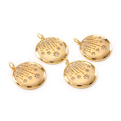 Brass Micro Pave Cubic Zirconia Pendants KK-I672-07G-1