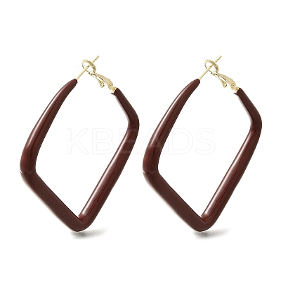 Brass Rhombus Hoop Earrings LS-EJEW-A121-12E-G-1