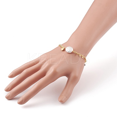 Natural Baroque Pearl Keshi Pearl Link Bracelets BJEW-JB05803-02-1