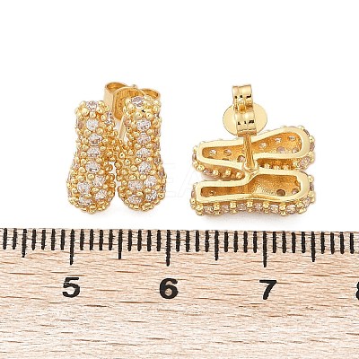 Brass Micro Pave Cubic Zirconia Stud Earrings EJEW-Z091-04G-H-1