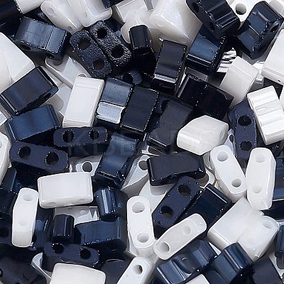 300Pcs 2 Colors 2-Hole Opaque Glass Seed Beads SEED-AR0001-31-1