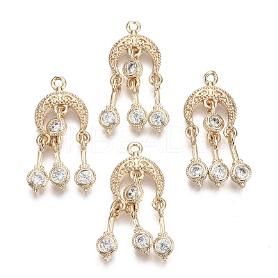 Brass Micro Pave Cubic Zirconia Pendants X-KK-R111-035-1