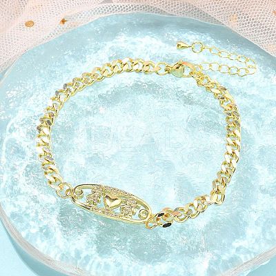Brass Micro Pave Cubic Zirconia Link Bracelets LS-BJEW-S158-13G-A-1