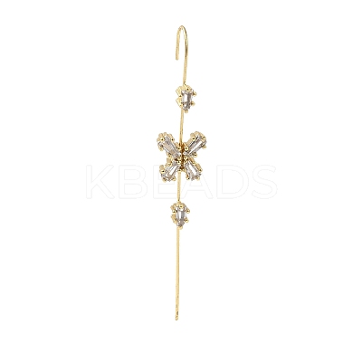Brass Crystal Rhinestone Ear Wrap Crawler Hook Earrings for Women EJEW-C097-02G-01-1