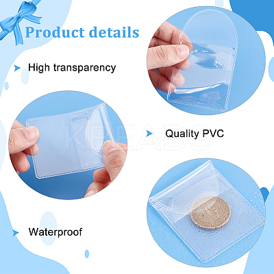 100Pcs 2 Styles Dustproof PVC Commemorative Coin Storage Envelope Bags for Jewelry ABAG-PH0001-49-1