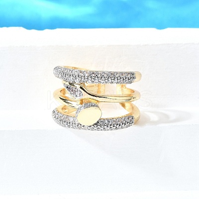 Brass Micro Pave Cubic Zirconia Cuff Rings RJEW-V007-05GP-1