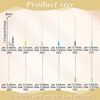 48Pcs 12 Style Plastic & Stainless Steel Fluid Precision Blunt Needle Dispense Tips TOOL-FG0001-19-1