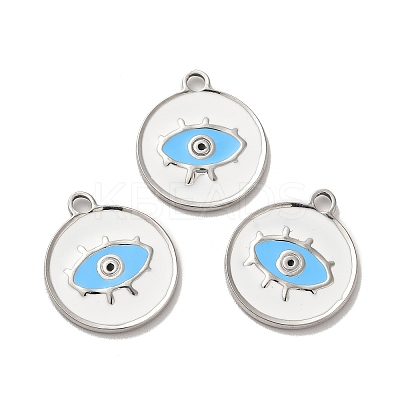 304 Stainless Steel Enamel Pendants STAS-Q001-28P-1