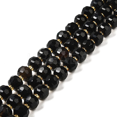 Natural Black Onyx(Dyed & Heated) Beads Strands G-P508-A03-01-1