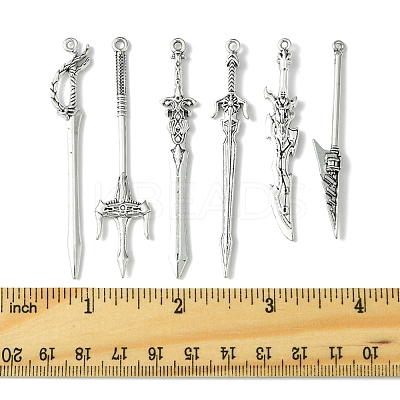 60Pcs 6 Styles Tibetan Style Alloy Big Pendants TIBEP-FS0001-26-1