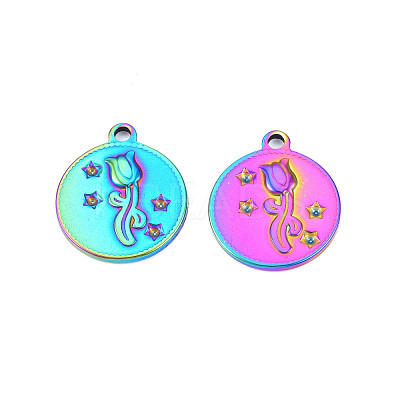 Rack Plating Rainbow Color 201 Stainless Steel Rhinestone Settings STAS-T063-182M-1