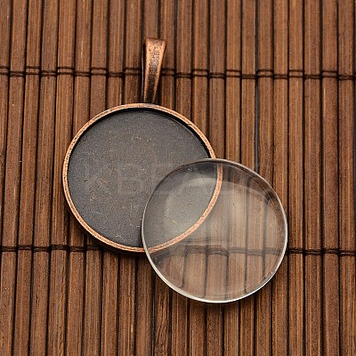 25mm Transparent Clear Domed Glass Cabochon Cover with Alloy Settings TIBEP-X0008-R-FF-1